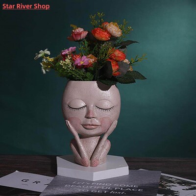 Flower Pot Character Human Face Vase Resin Succulent Plant