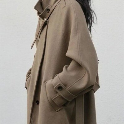 Winters Woolen Coats Elegant Lace-up Wool Outwear Women Sol