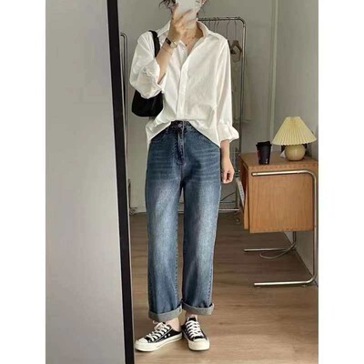 French White Long-sleeved Shirt Womens Summer Coat Design S