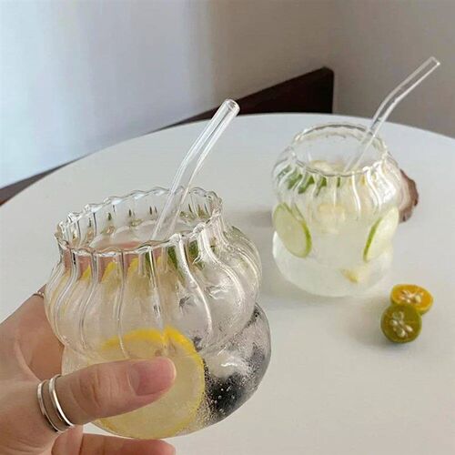 650ml Glass Cold Coffee Cup Retro Mug Transparent Water Tea