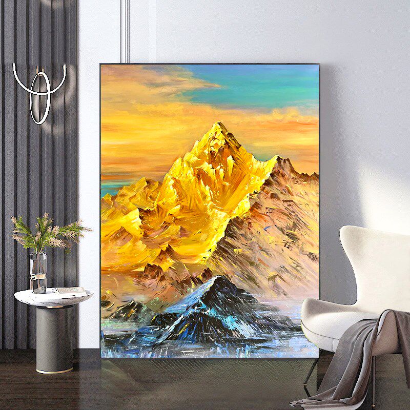 客厅日照金山diy数字油画填充填色手工手绘油彩画沙发背景墙挂画,家居饰品,DIY/数字油画,淘宝优惠券,粉丝福利购,淘宝优惠卷
