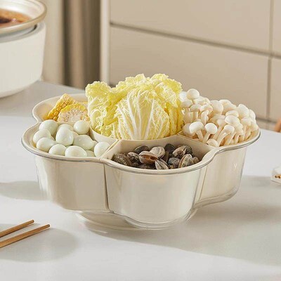 Hot Pot Ingredient Partitioned Platter, Multifunctional Tabl