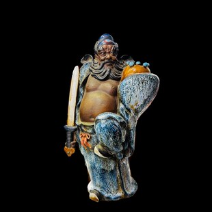 诚真草堂孤品晚清陶瓷醉酒钟馗家居饰品客厅怀旧装饰摆件复古礼品