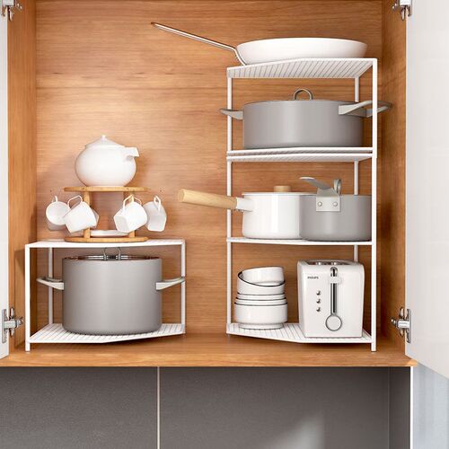 Cookware Storage Rack Kitchen Countertop Corner Storage Rack