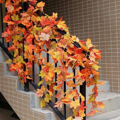 Realistic Maple Leaf Garland Fireplace Mantel Garland