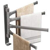 Bathroom Hole free Rotating pole Rack Multi Bath Towel