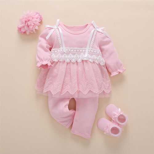 Newborn Baby Girl Clothes Fall Cotton Lace Princess Style Ba