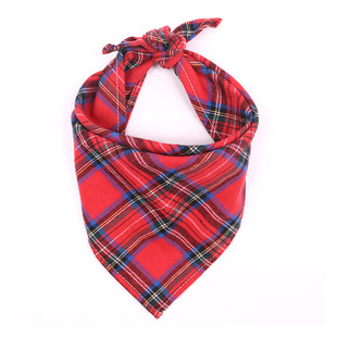 Classic Black Red Dog Plaid Bandana Pet Puppy Kerchief Cat