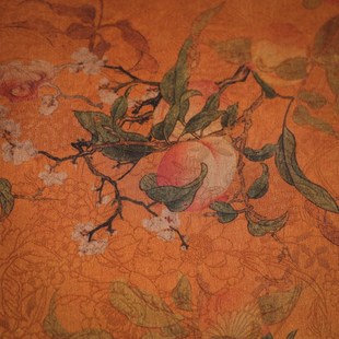 慢蓝中式桃运连连茶垫7cm,38cm茶席