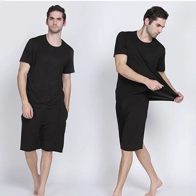 95% Bamboo Fiber 5% Spandex Sleepwear For Sleeping Round Nec
