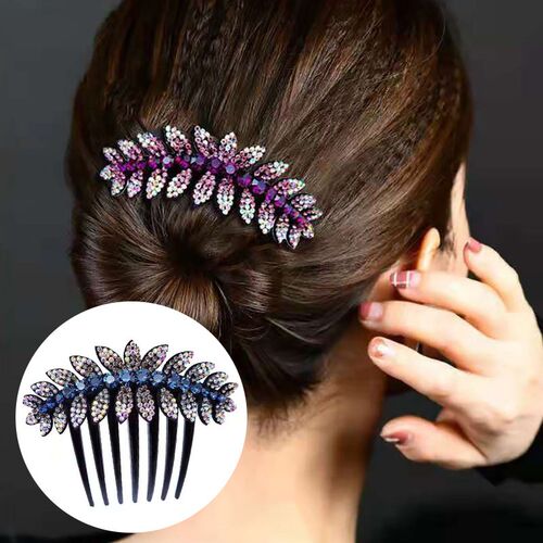 Luxury Crystal Rhinestones Flower Hair Combs Clip Vintage Ha