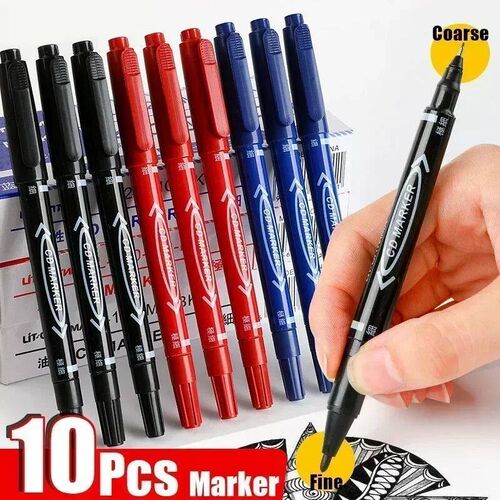 5/10PCs Permanent Marker Black/Blue/Red Oil Marker Pen Twin