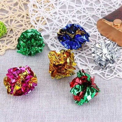 12pcs Colorful Ball Sound Tin Paper Toy for Cat Durability