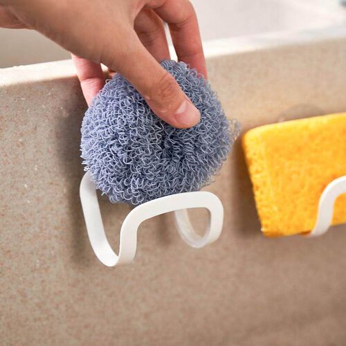 Kitchen Dishwashing Sponge Drying Rack Sink Hook Suction Cup