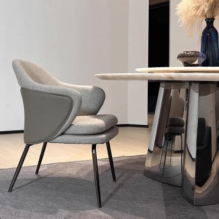 天然大理石奢石餐桌椅高端别墅饭桌大平层设计师白冰玉餐桌