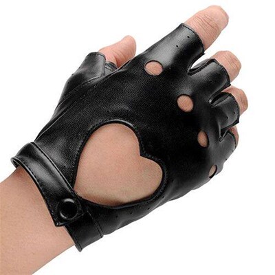 Mens Pu Leather Gloves Half Finger Fingerless Bicycle Anti