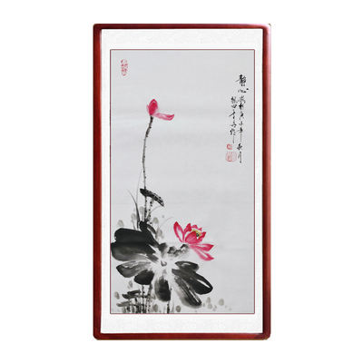 国画荷花卷轴装裱纯手绘真迹客厅装饰画写意花鸟画定制卧室水墨画