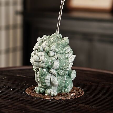 国潮瑞兽经书麒麟才子创意茶宠茶玩摆件鱼缸造景茶桌茶台书房装饰