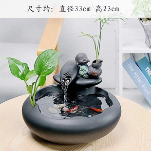 创意流水招财生财摆件家居陶瓷小型喷泉办公室桌面循环水开业礼品