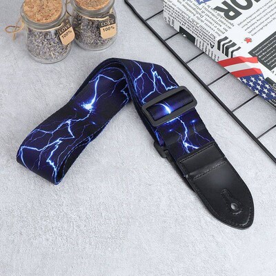 1pc Ethnic Style Widened Acoustic Guitar Strap Leather Head