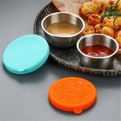 40/50/70ML Sealed Silicone Lid Sauce Cup Stainless Steel