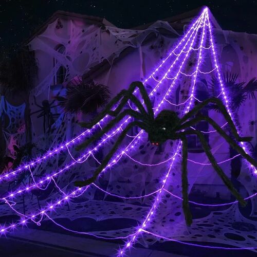 Glow in The Dark Spider Web Halloween Outdoor Decorations Fa