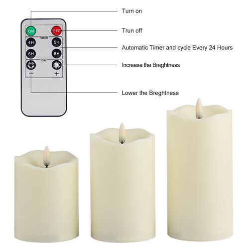 3Pcs/Set Remote Control LED Flameless Candle Lights New Year