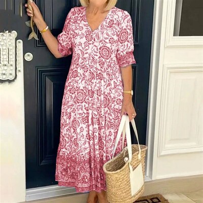 Boho Style Sundresses For Women Summer Casual V Neck Short