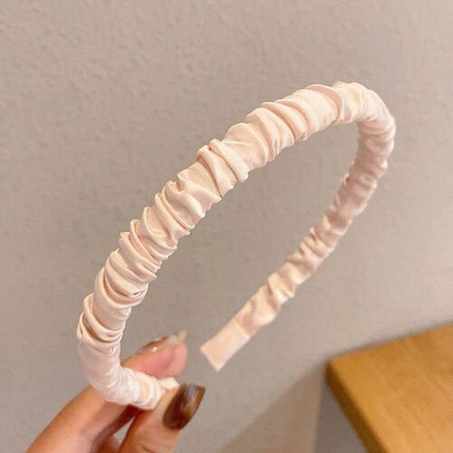 New Pleated Satin Hair Bands for Women Girls Solid Color Hai
