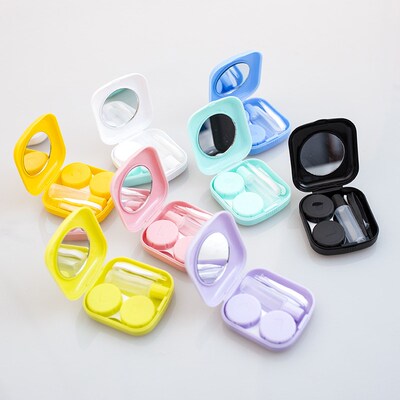 Macaron Color Eye Contact Lenses Cases Girl Black Purple Con