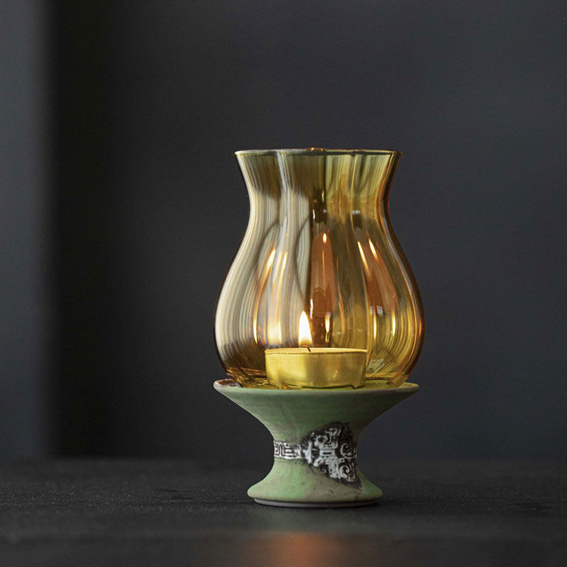 粗陶青衫玻璃烛台摆件茶空间氛围感蜡烛底托香薰蜡烛茶道复古高端,家居饰品,烛台,淘宝优惠券,粉丝福利购,淘宝优惠卷