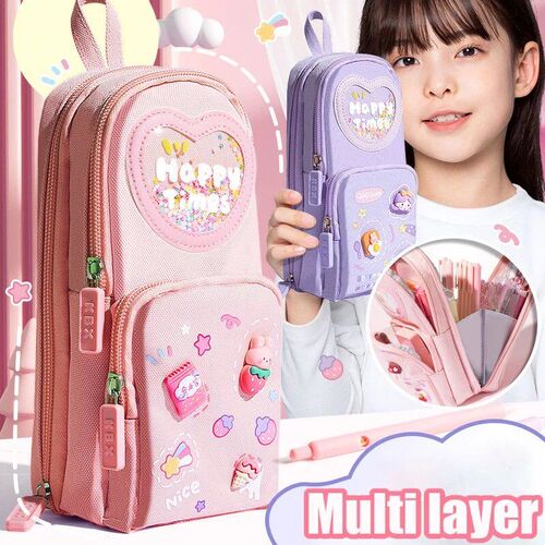 1pcs Kawaii Pencil Cases Large Capacity Canvas Pencil Bag Po