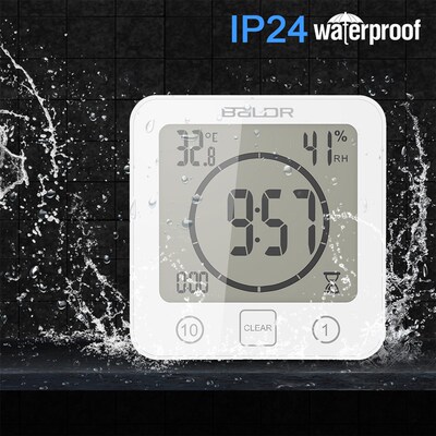 LCD Bathroom Wall Clock Shower Clocks Timer Digital Waterpro