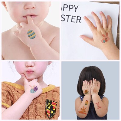 Easter Tattoo Stickers Waterproof Sweat Cartoon Egg Children