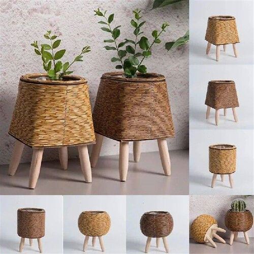 Planters Imitation Rattan Flower Stand Woven Storage Basket
