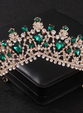 Baroque Green Crystal Tiaras And Crowns Rhinestone Prom Brid