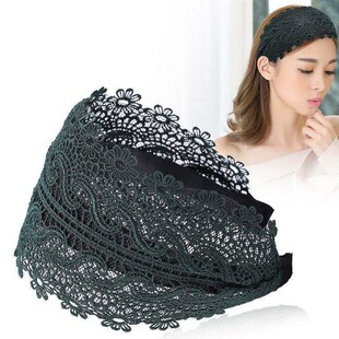 Wide Women Hairband Solid Lace Turban Solid Elastic Hair Ban