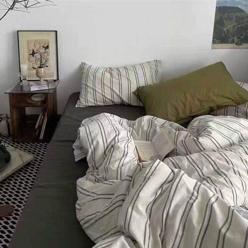 plain bed linen cover pillow student bedding set sheet case