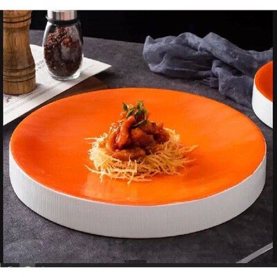 Round Ceramic Dinner Plate Restaurant Tableware Serving
