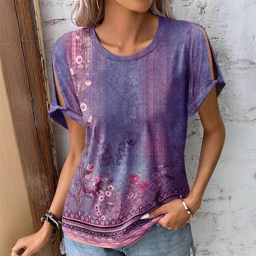 European womens short sleeved printed shirt