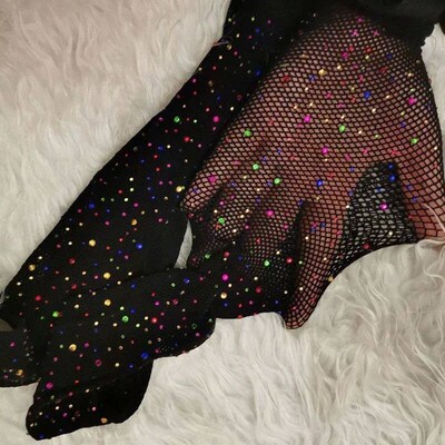 Fishnet Diamond Pantyhose Women  Fashion Shiny Net Tights Fe
