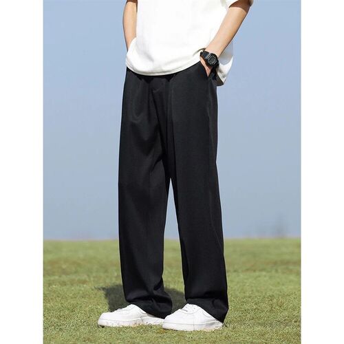Summer Korean Mens Pants Light&Thin Polyester Elastic Waist