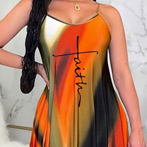 Dress Women Elegant Spaghetti Straps V Neck All Over Colors