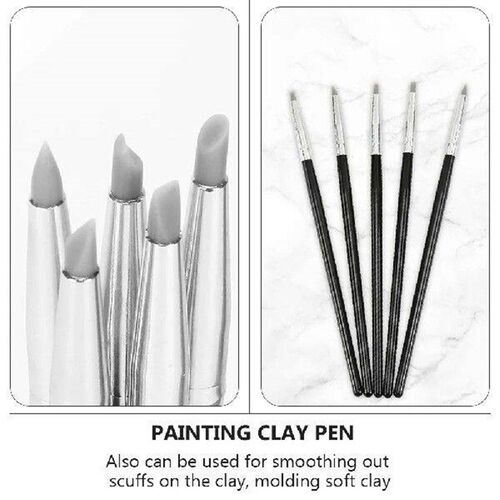 10 Pcs Dedicated Silicone Pen Tools Nail Pens Wooden Clay