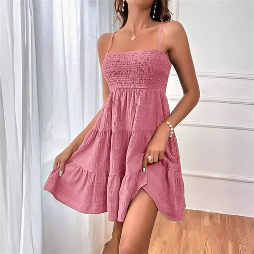 Party Dresses Short Dress Solid Ruffle Hem Short Dress