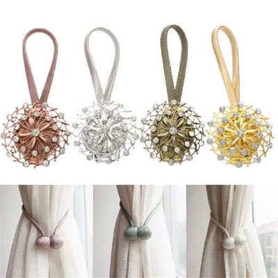 WarmHomes 2Pcs Curtain Tieback Elastic Rope Magnetic Buckle