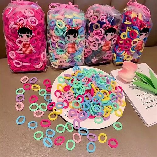 100/200Pcs Colorful Girls Nylon Elastic Hair Bands Women tai