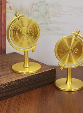 黄铜一个亿小目标转转手把件办公室桌面解压旋转把玩工艺品摆件