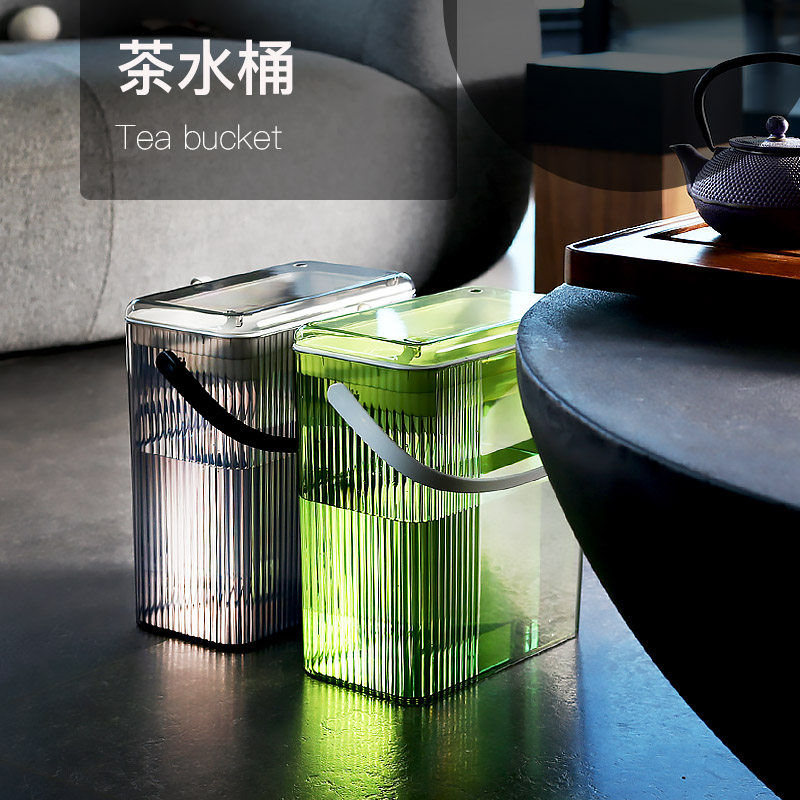 茶水桶茶渣分离过滤排水桶茶道茶台垃圾筒透明茶具配件家用废水桶