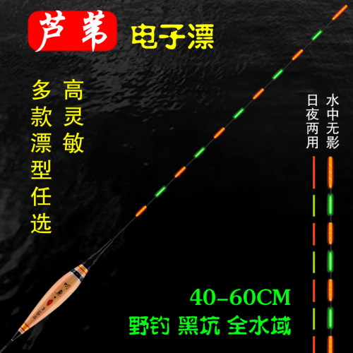 芦苇浮漂日夜两用超亮醒目感应变色鲫鱼夜光电子鱼漂无影黑坑鲤鱼